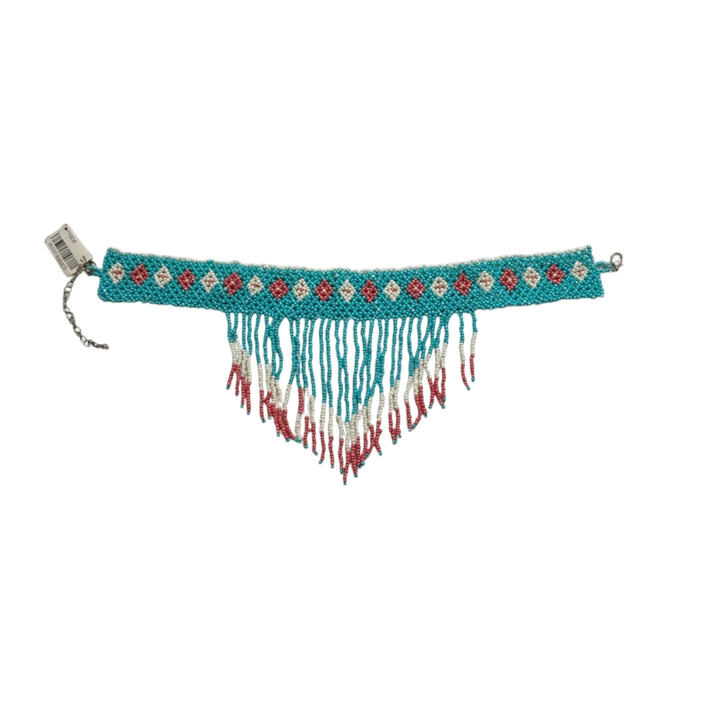 Tribal Aztec Blue and Red Fringe Choker NWT - Picture 8 of 9